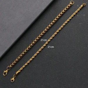 دستبند زنجیری اسپرت طلایی (دو عدد )