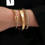 دستبند استیل دخترانه طلایی